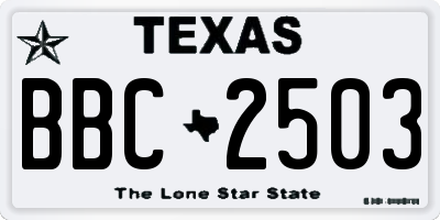 TX license plate BBC2503