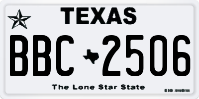 TX license plate BBC2506