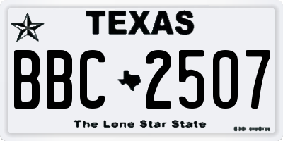 TX license plate BBC2507