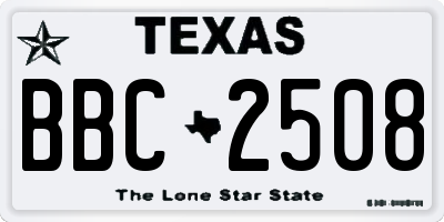 TX license plate BBC2508