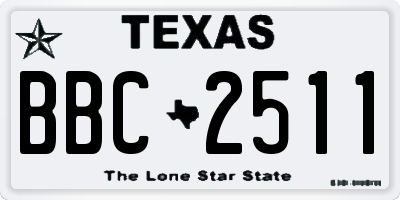 TX license plate BBC2511
