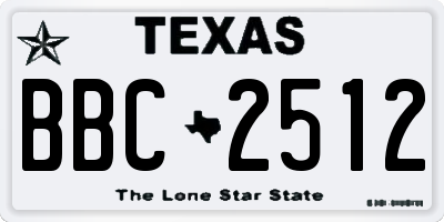 TX license plate BBC2512