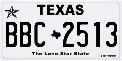 TX license plate BBC2513