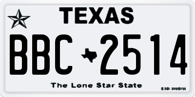TX license plate BBC2514
