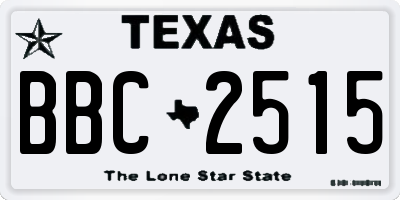 TX license plate BBC2515