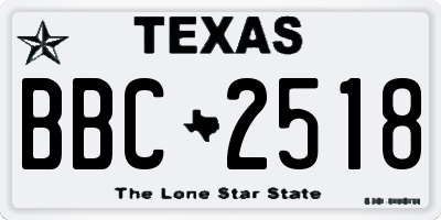 TX license plate BBC2518