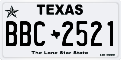 TX license plate BBC2521