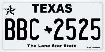 TX license plate BBC2525