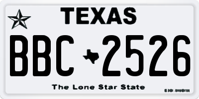 TX license plate BBC2526