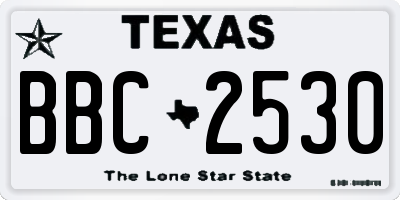 TX license plate BBC2530