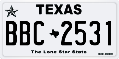 TX license plate BBC2531