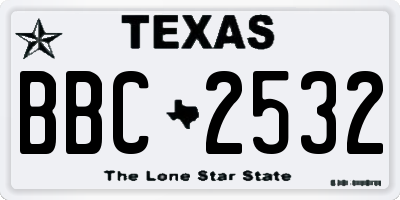 TX license plate BBC2532