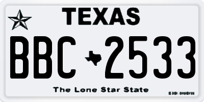 TX license plate BBC2533