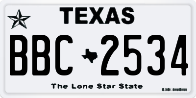 TX license plate BBC2534