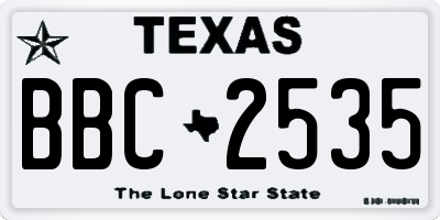 TX license plate BBC2535