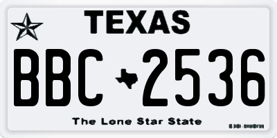 TX license plate BBC2536