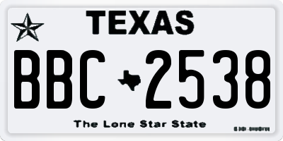 TX license plate BBC2538