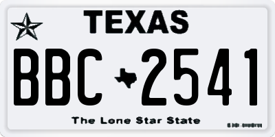 TX license plate BBC2541