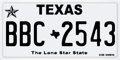 TX license plate BBC2543