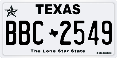 TX license plate BBC2549