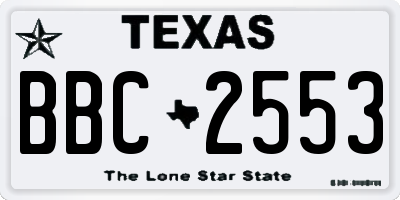 TX license plate BBC2553