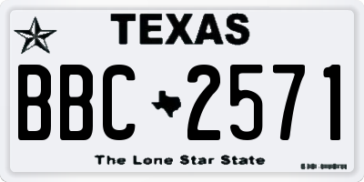 TX license plate BBC2571