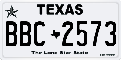 TX license plate BBC2573