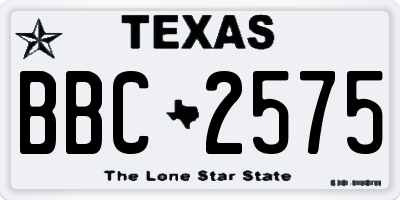 TX license plate BBC2575