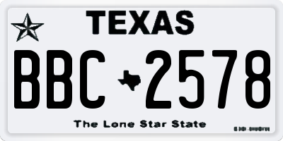 TX license plate BBC2578