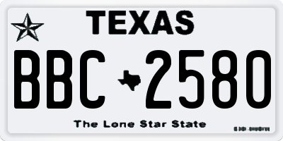 TX license plate BBC2580