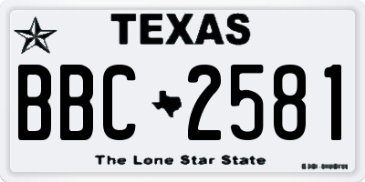TX license plate BBC2581