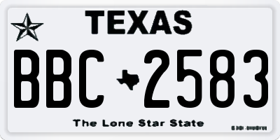 TX license plate BBC2583