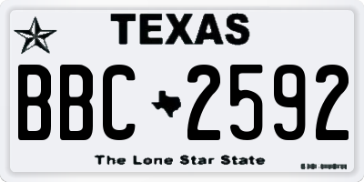 TX license plate BBC2592