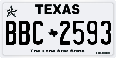 TX license plate BBC2593