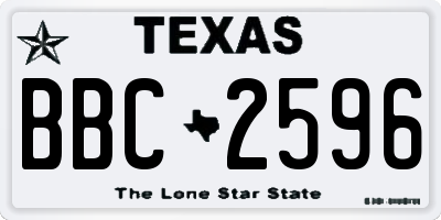 TX license plate BBC2596