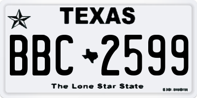 TX license plate BBC2599
