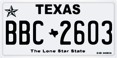 TX license plate BBC2603