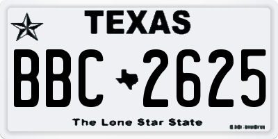 TX license plate BBC2625