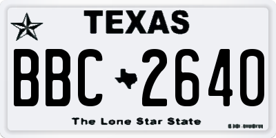 TX license plate BBC2640