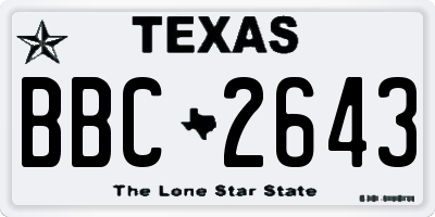 TX license plate BBC2643