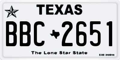 TX license plate BBC2651