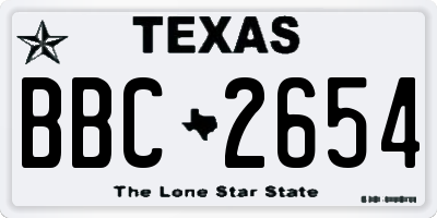 TX license plate BBC2654