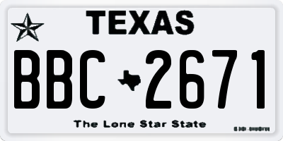 TX license plate BBC2671