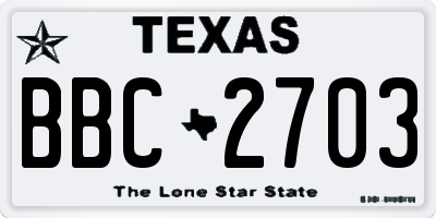 TX license plate BBC2703
