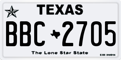 TX license plate BBC2705