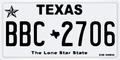 TX license plate BBC2706