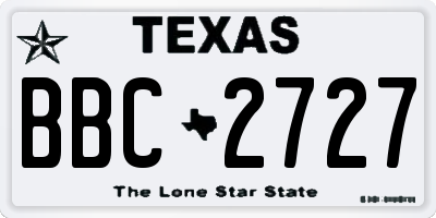 TX license plate BBC2727