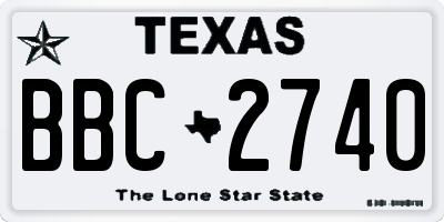 TX license plate BBC2740