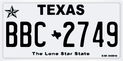 TX license plate BBC2749