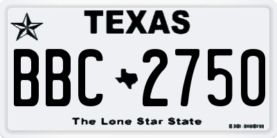 TX license plate BBC2750
